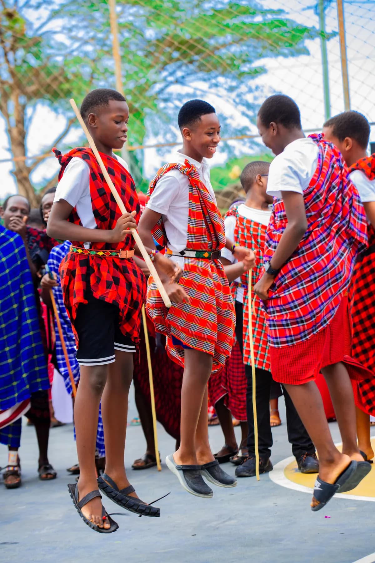 Secondary pupils performing a traditional dance