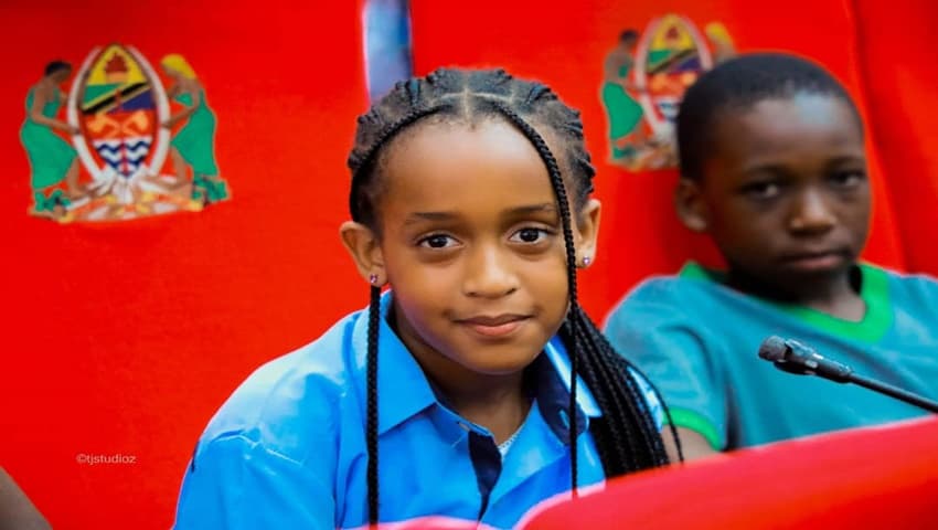 Pupils on an educational visit to the Tanzania National Assembly