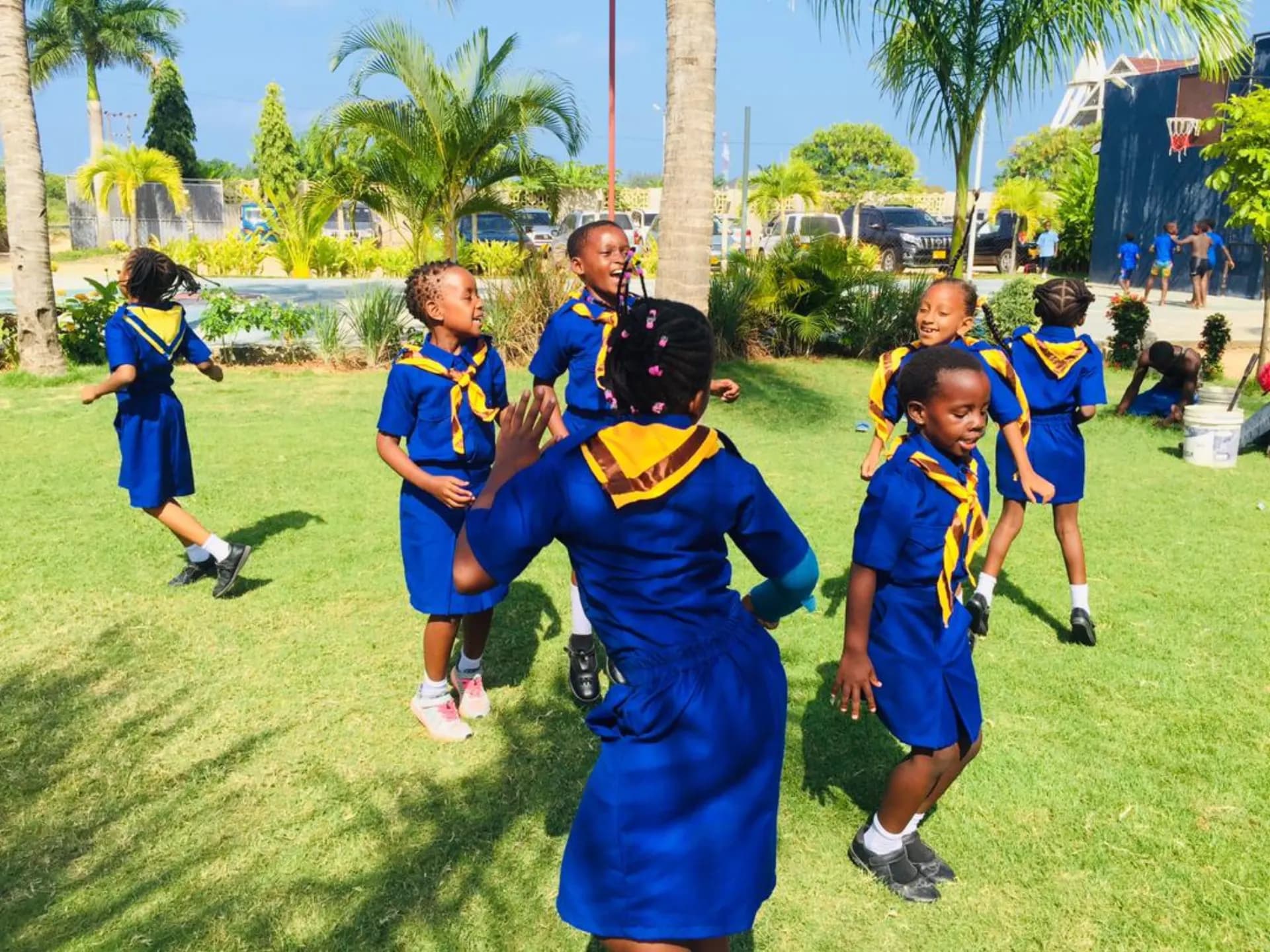 Girl Guides enjoying an outdoor team activity.